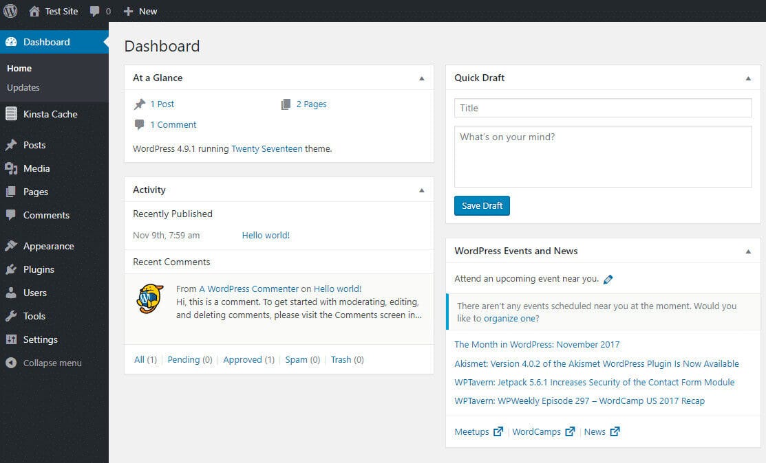 WordPress Admin Dashboard